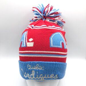 CCM NHL Adult's Quebec Nordiques Blue Pom-Pom Knit Beanie Cap Vintage